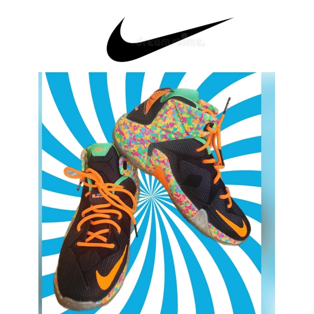NIKE LEBRON JAMES X11 12 (GS) RARE 2015 "FRUITY PEBBLES" SNEAKERS SIZE 5Y